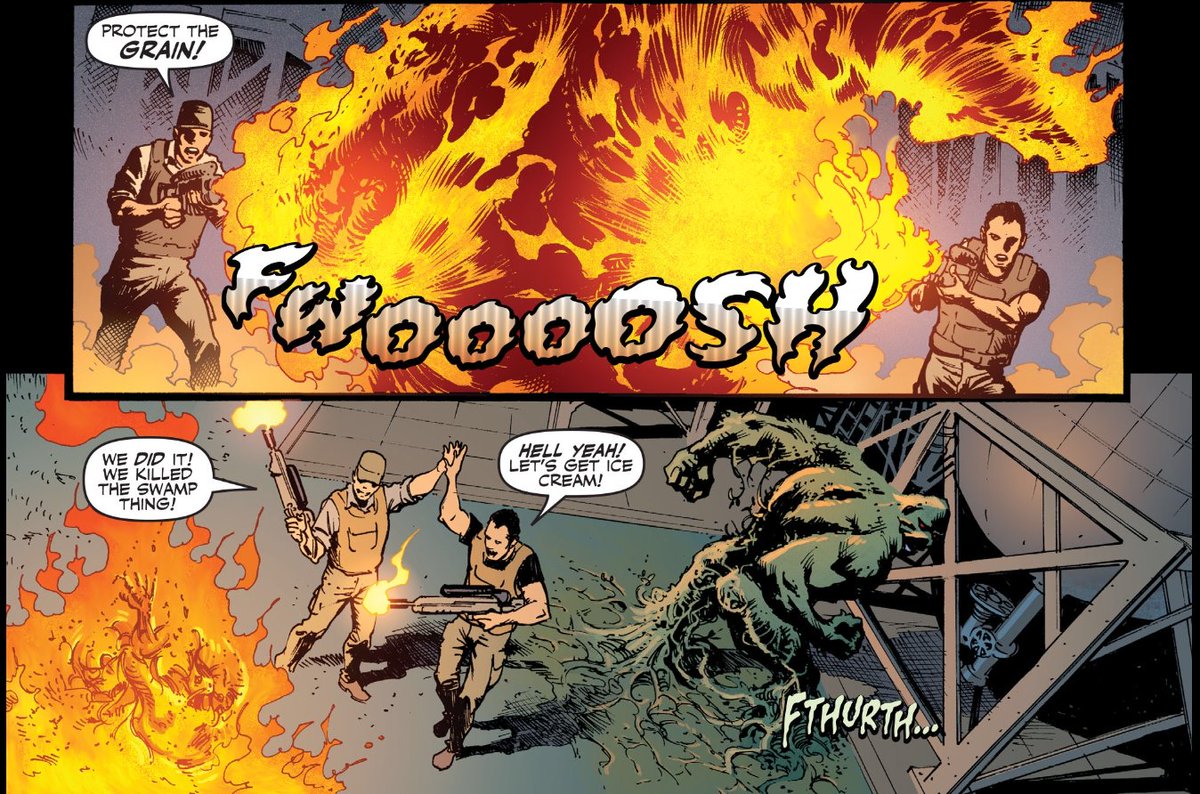 bumpkinsTV's tweet image. What better way to celebrate committing murder?
—Swamp Thing: New Roots #1 (2020)

#comicaday #swampthing