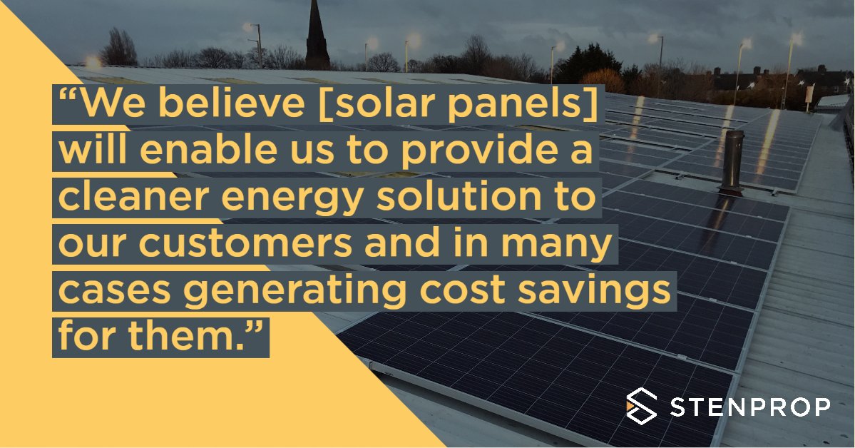 IndustrialsREIT's tweet photo. We are focusing on managing our portfolio in a more sustainable way. Read about how we have started the process by installing solar panels at one of our units - https://t.co/YtACLs2Xqz #sustainability #stenprop #solarpanels #investment https://t.co/V9zVyp58Ob