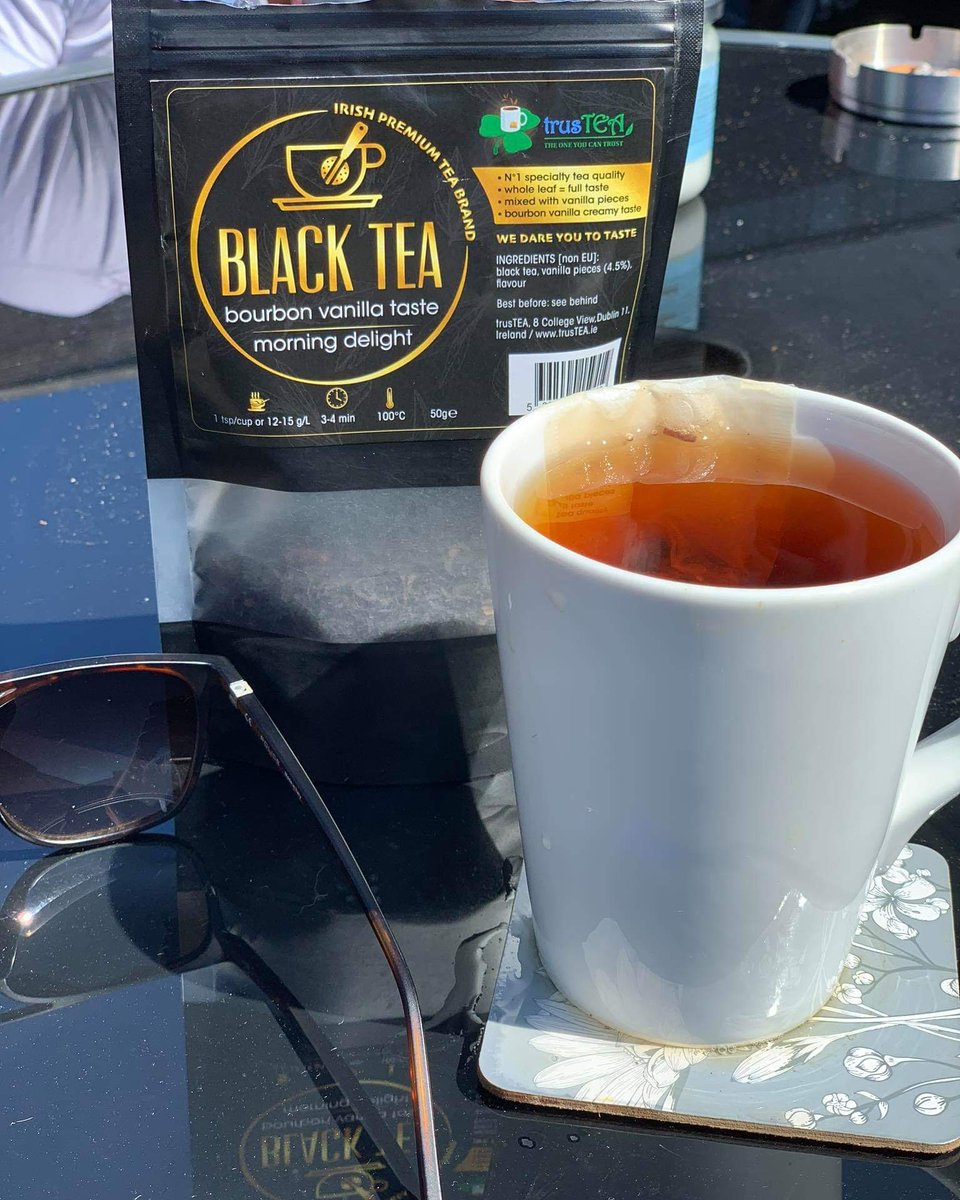 trusTEA_Ireland's tweet photo. One of our #loyalTEA customers is enjoying the sun in the backyard drinking BLACK TEA #trusTEA 'Morning Delight' .
This is one of the most popular #premium black teas because of its amazing BOURBON VANILLA TASTE and we are so happy to see people really enjoying it.
Enjoy! 😎👌 https://t.co/HN93HCxDIT