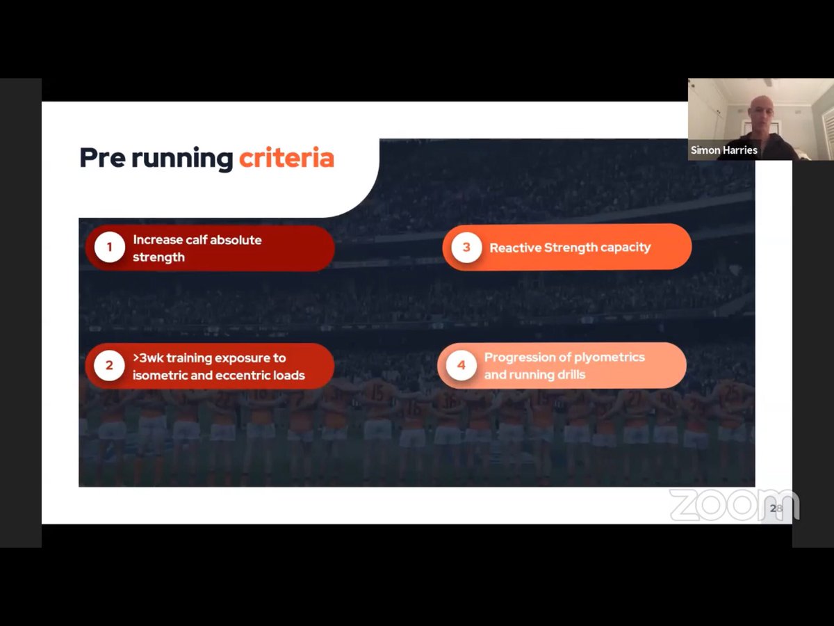 SMCphysio's tweet photo. Insightful presentation on a recurring calf injury case where reasoning throughout the process was well described. Enjoyed the criteria and exercise examples shown, reinforcing positional control in an innovative way..Thanks @harries_simon @strengthofsci https://t.co/zNm4luNZe9
