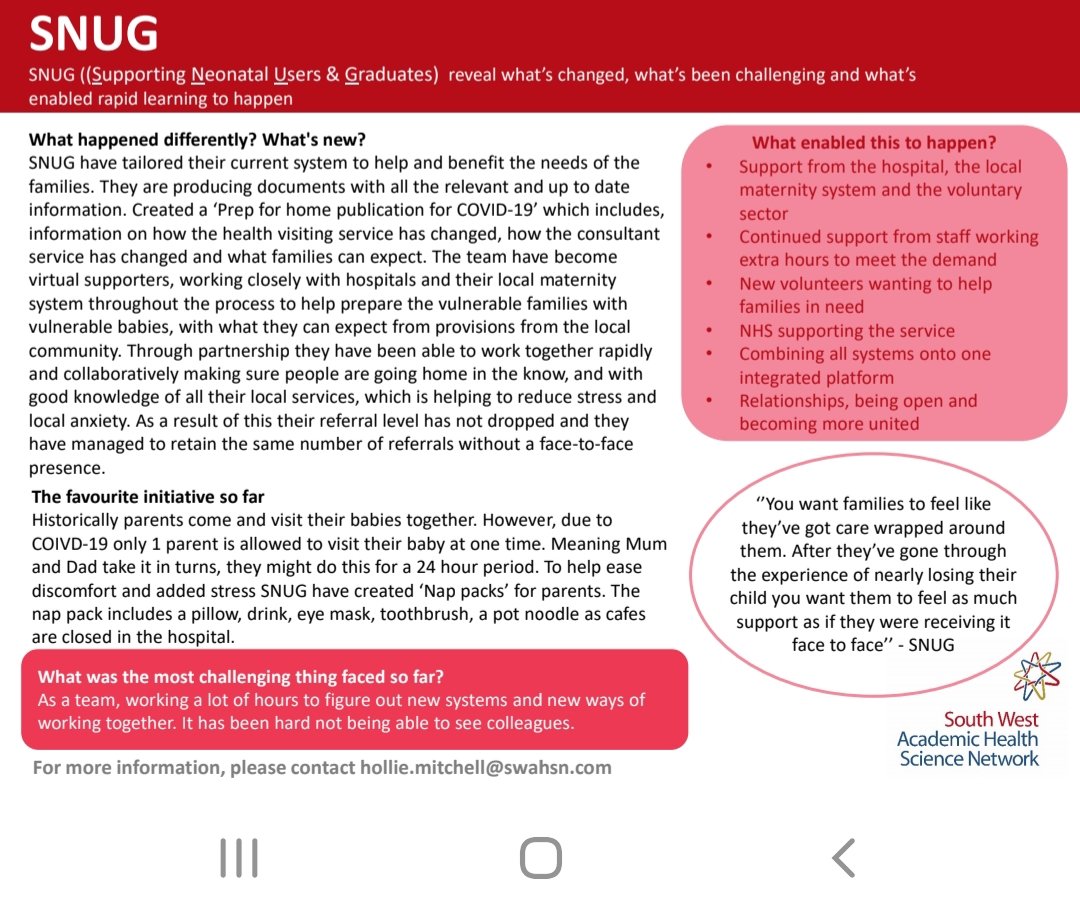 SNUGNeonatal's tweet photo. Great to be featuring @swahsn in their rapid learning cycle throughout COVID-19. With many thanks to colaborative partners @ConnectExeter @MaternityRde @HomeStartExe @baby_exeter @MelanieWinterb2 @gailbarkerph https://t.co/JS0OhK7OZ2