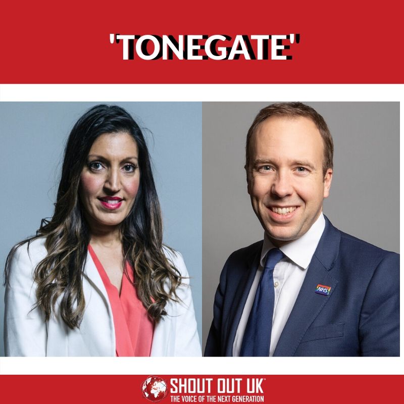 Shoutout_UK's tweet photo. Our infographic today covers 'Tonegate'. 🗣️
#ICYMI there was an incident in Parliament yesterday between @DrRosena & Matt Hancock.
We explain the incident and look at its relevance to the ongoing issue of #sexism in UK's parliamentary democracy.
#Tonegate #Covid #NHS #DrRosena https://t.co/a3sLNQ6VV4