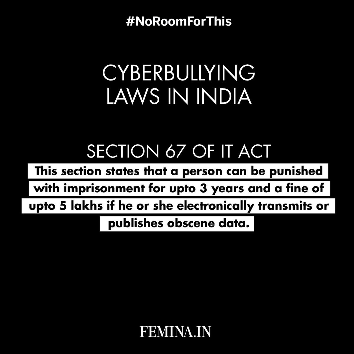 FeminaIndia's tweet photo. Staying quiet won't quieten them. Locker room talk is toxic regardless of gender. Here's everything you need to know about cyberbullying. If you've ever been a victim, speak out. (4/8)
#NoRoomForThis https://t.co/Ifsk2VO4EE