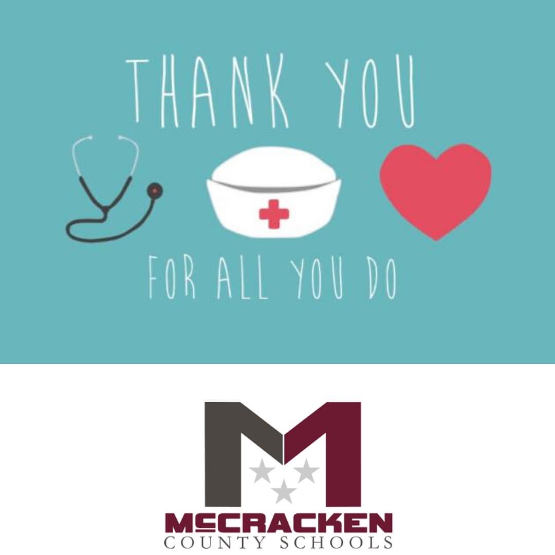 MCPSchools's tweet photo. Happy School Nurse Appreciation Day! Thank you to all of our school nurses for taking such good care of our students! #McCrackenProud https://t.co/2JnqPoPzR2