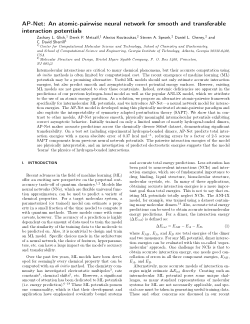 AP-Net: An Atomic-Pairwise Neural Network for Smooth and Transferable Interaction Potentials by David Sherrill &amp; co-workers

doi.org/10.26434/chemr…