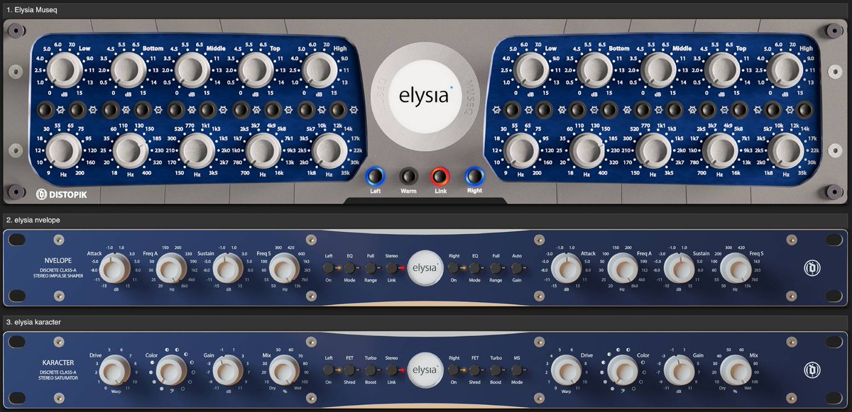 mixanalogcloud's tweet photo. Just released an amazing new suite of gear with @elysia_audio ! Try the #museq #nvelope &amp; #karacter - it's FREE of charge until the end of this week. Shoot it out against plugins and make up your own mind about analog vs digital. Only at https://t.co/MMRmL8XIYU https://t.co/XDvvCvvgc8