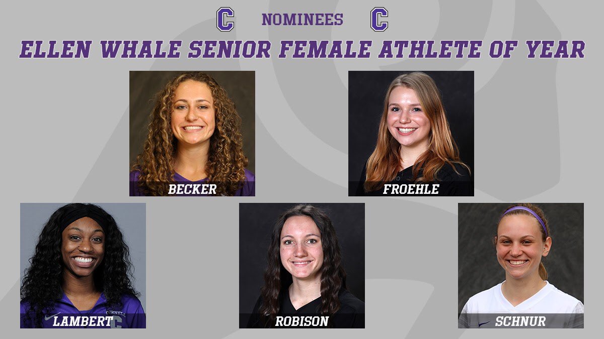 CornellRams's tweet photo. The nominees for @CornellCollege Ellen Whale Senior Female Athlete of the Year. The winner will be announced at 2 pm (CST). @CornellRamsSB @CornellRamsVB @CornellRamsWLAX @cornellramswsoc @CornellRamsXCTF #RamAwards https://t.co/0T09yGCgSH