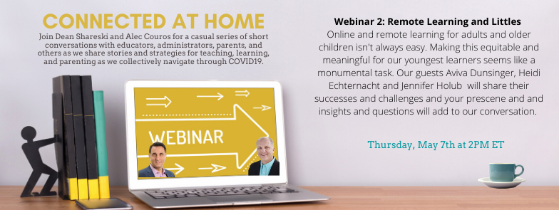 shareski's tweet image. Do you teach or know anyone who teaches little? Please join @courosa and me along with @hechternacht and @avivaloca and Jen Holub for a conversation tomorrow at 2PM ET zoom.us/webinar/regist…