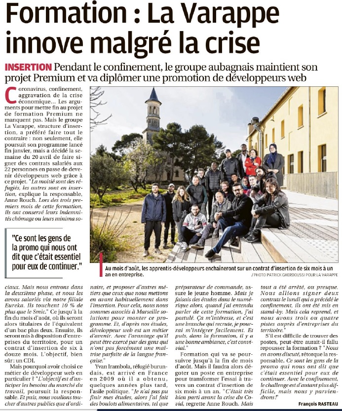 lavarappe's tweet photo. [ LA #PRESSE EN PARLE 📰 ]

👉🏼 Retrouvez l'article de @laprovence sur le programme de formation innovant du groupe #Premium !

📝 L'article : https://t.co/utwKNBucFG

📸 ⒸPatrick GHERDOUSSI 

#inclusion #réfugiés #lf1c #frenchimpact #formation #insertion https://t.co/PEqxcVu30g