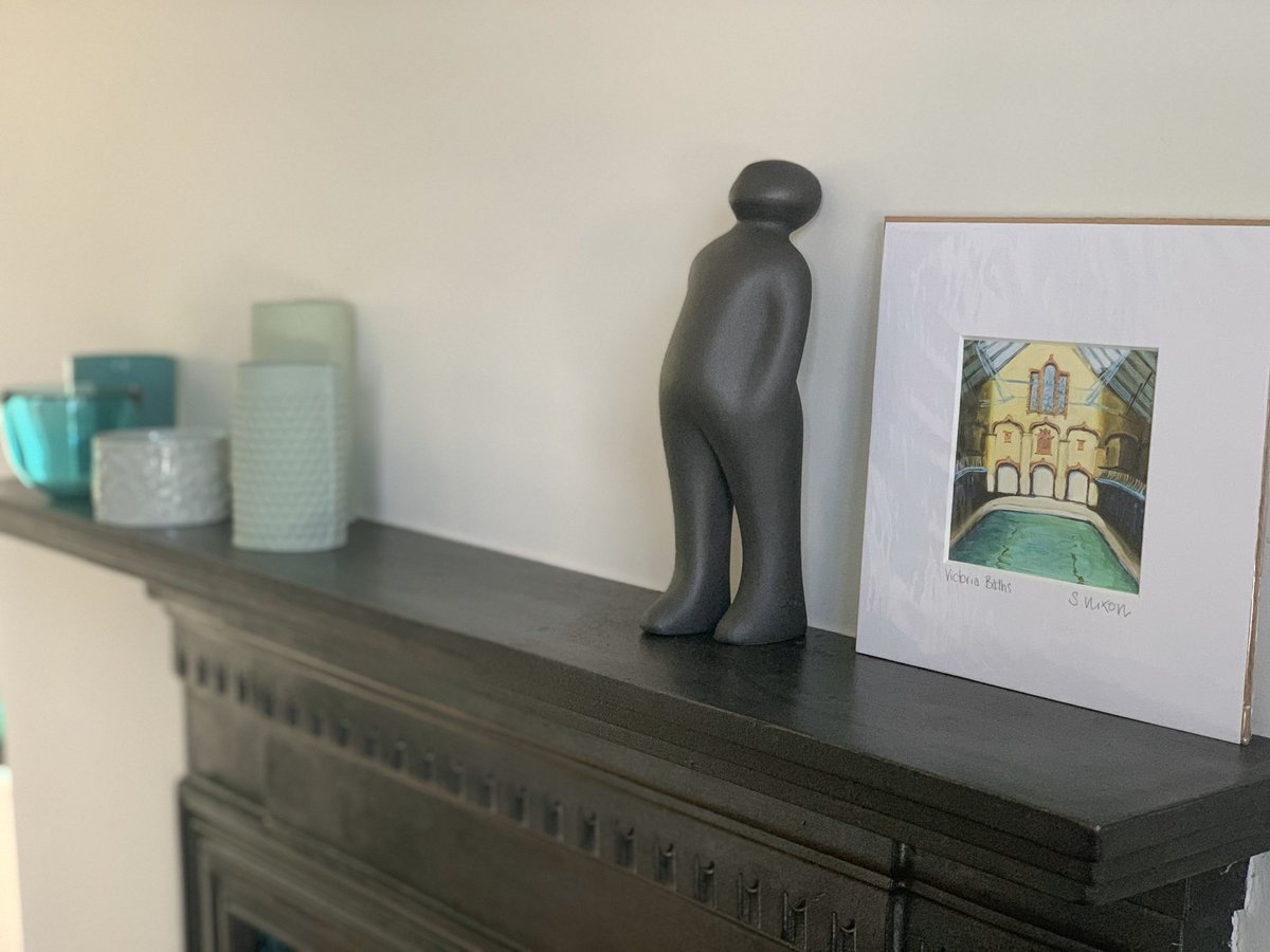 1SuzanneDonovan's tweet photo. My beautiful new print “Gala Pool” by @sophart is now propped up on the mantelpiece until I get it framed and work out just where it fits best. Happy to bring a little piece of @victoriabaths home #Manchester #BackTheBaths @Dezrezprojects 💙💚 https://t.co/JoWss8gP97