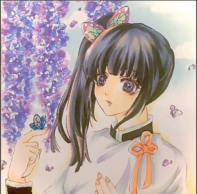 みさε:)_さんがTwitterに投稿した栗花落カナヲ(鬼滅の刃)のイラスト。