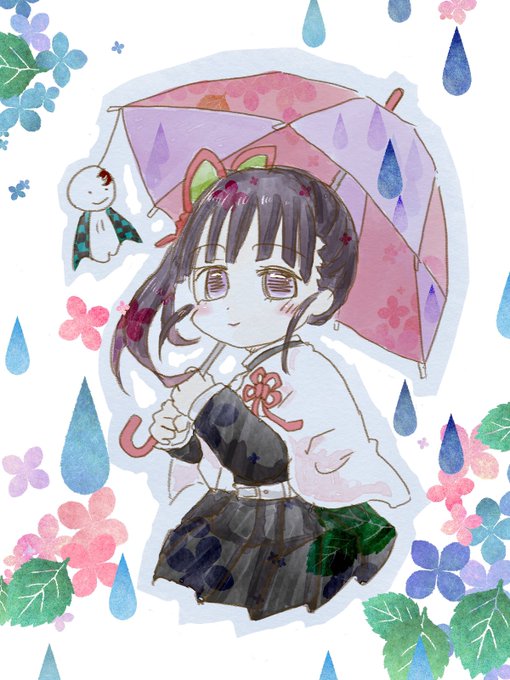 たちばなみふゆ@藍翔の呼吸さんがTwitterに投稿した栗花落カナヲ(鬼滅の刃)のイラスト。