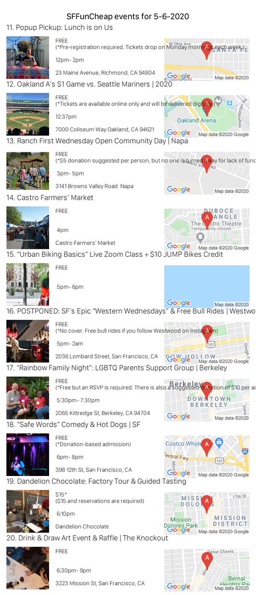 sffuncheap's tweet photo. Events for Wednesday 5/6/20 https://t.co/hMa4XrLHXE #sffuncheap https://t.co/PiHUvkBzgh