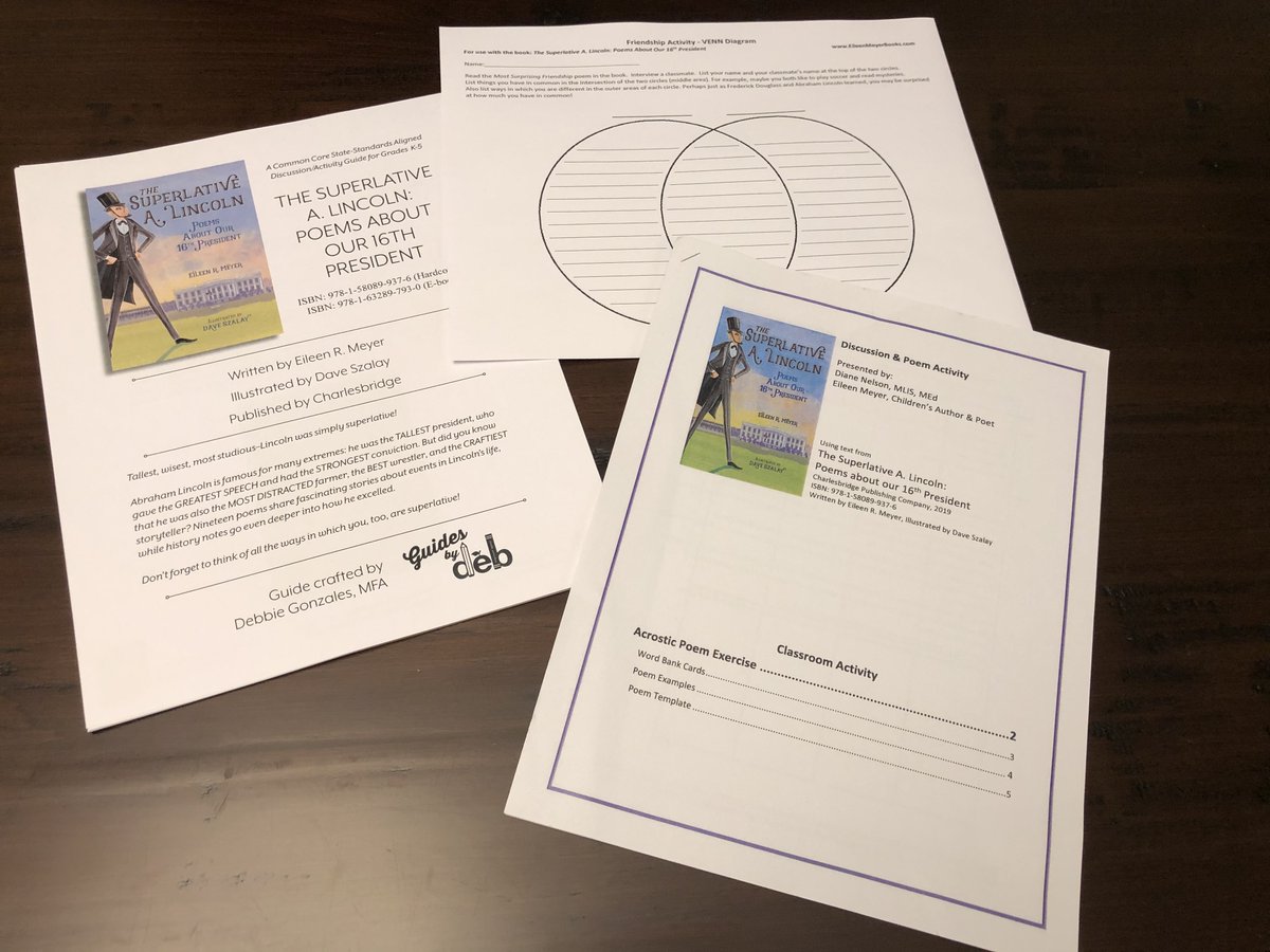 Writer_Meyer's tweet image. Check out my THE SUPERLATIVE A. LINCOLN #PB tools for readers
#ActivityGuide 20 pages!
#VennDiagram
#PoemExcercise
#BookWeek2020athome
Find them here: 
eileenmeyerbooks.com/books/the-supe…
@charlesbridge @EastWestLit @CBCBook @daveszalay 
#NF #Poetry