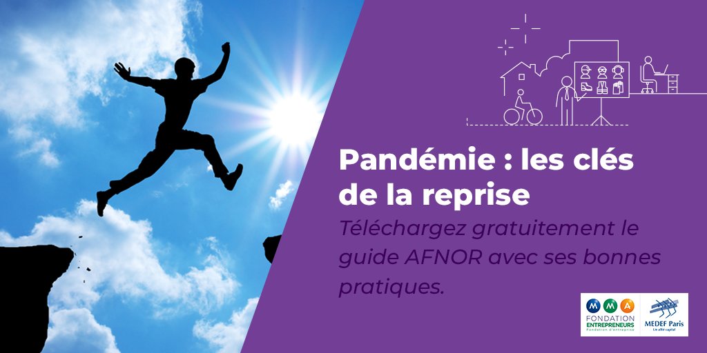 InitiativeFR's tweet photo. Quelles priorités pour la #reprise ❓ Comment gérer le retour sur le lieu de travail❓ #RH #GestionCovid19
Notre partenaire @MMA_initiatives et @mdef_75 proposent quelques clés et bonnes pratiques pour les #entrepreneurs dans un guide #AFNORSpec ⏩ https://t.co/X4HRYfQFLz https://t.co/v1YnrR4xGo