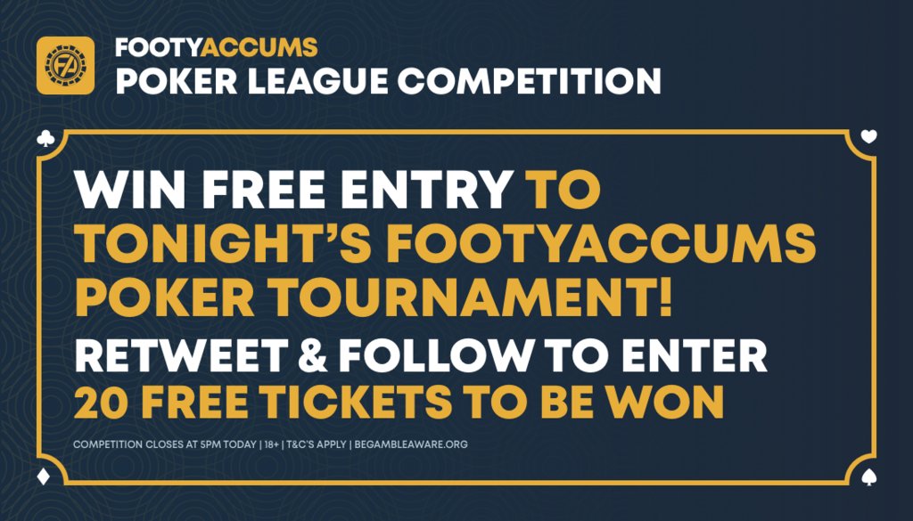 FootyAccums's tweet photo. FANCY FREE ENTRY INTO TONIGHT'S POKER LEAGUE?! 👀👀👀

The last two winners have taken home £1,883 &amp; £1,641 😱

RT this tweet &amp; make sure you're following us to be in with a chance 👇🏻 https://t.co/FdgBxM1SlG