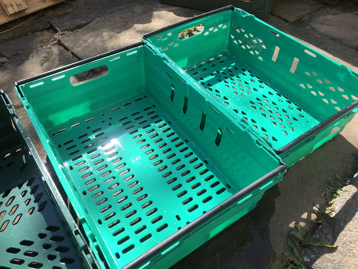 BeateKubitz's tweet photo. Cleaned crates sunning themselves ready for today’s @ShopappyTod orders. @Cargodale2 is ready! https://t.co/P3iB7g5Fpn