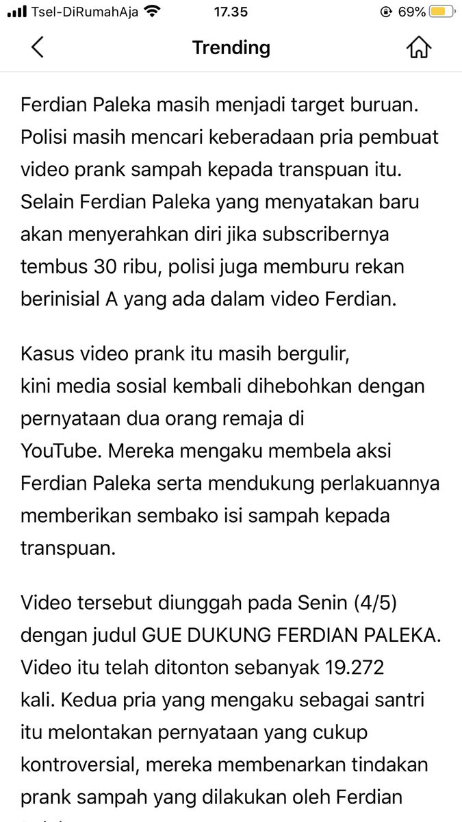 Malu ga sih baca berita ini? engga habis pikir sih? belajar agama islam nya dimana? lah terus kenapa ga mereka aja yg bunuh2? kalo engga di hukum mati di Indonesia? Agama mana sih yg ngajarin menghina sesama manusia?

Wonder why sucribernya mereka itu puluhan ribu? ihhhh malu.