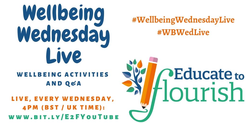 EduFlourish's tweet photo. It's #WellbeingWednesday, so at 4pm BST we're back with our founder @Frederika_R for #WellbeingWednesdayLive
Join us and our guest Selena Whitehead from @Amazing_Schs https://t.co/ZIKUDzHtal
We'll be talking about great ways to support #wellbeing through #CharacterStrengths :) https://t.co/0twUhrvjS4