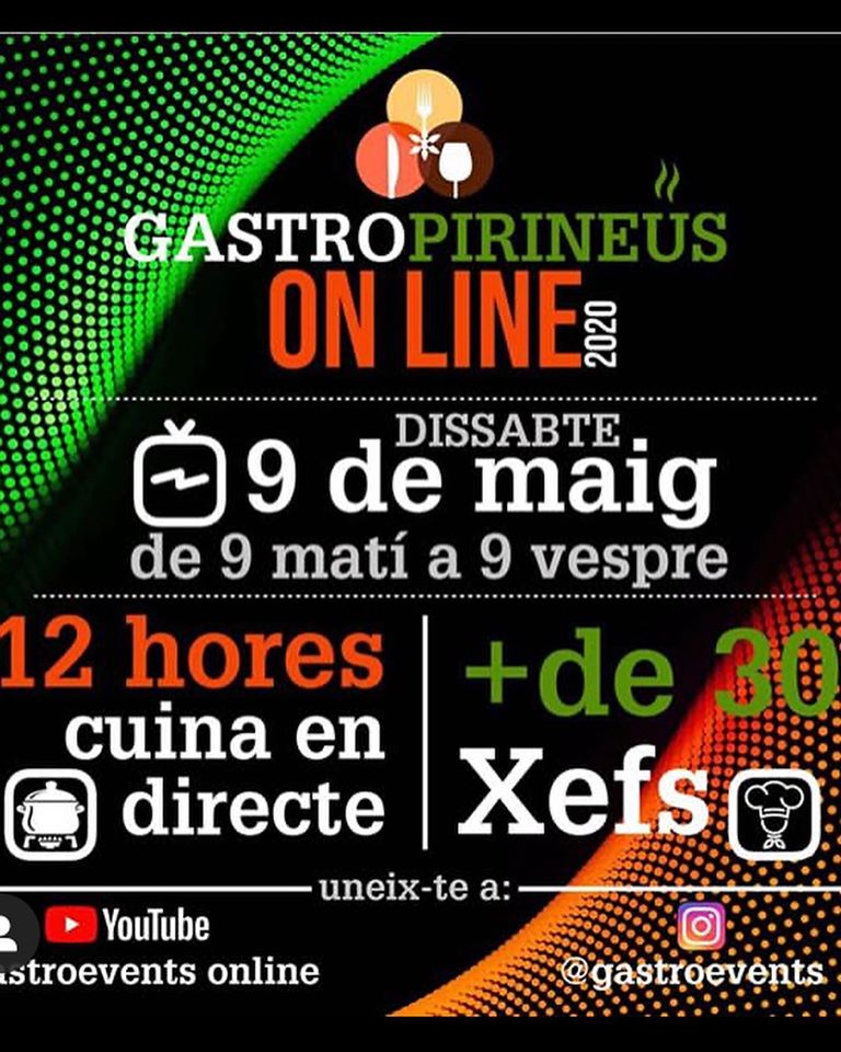 MesSingular's tweet photo. Aquest dissabte 9 de Maig podem gaudir d'un gran esdeveniment gastronòmic
Amb @Gastroevents a Youtube, tindrem 12 hores de cuina en directe amb més de 30 xefs de prestigi

#esdeveniment #gastronomia #esdevenimentsonline #singularhealthyevent #messingular

https://t.co/StMBfanPkr https://t.co/s6ckQKyU1b