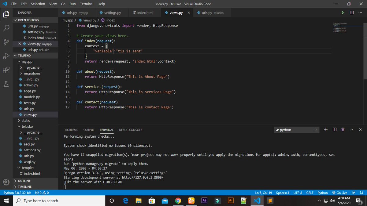 Lucifer69345183's tweet photo. Start working on @djangoproject 
1st day 
awesome experiance
#django
#PythonProgramming 
#fiverrseller https://t.co/FbeZjnfGzu