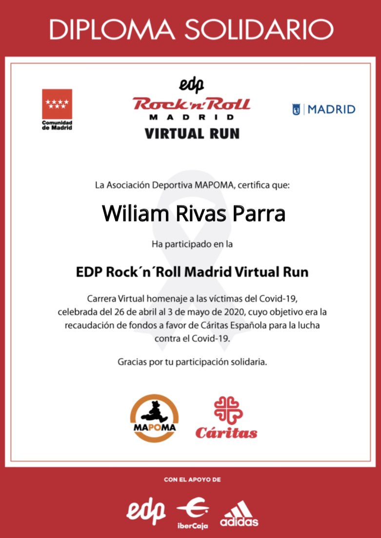 bob_sponja_2026's tweet photo. Corremos solos Vencemos JUNTOS !!! Juntos y Solidarios saldremos de esto! Gracias @AD_MAPOMA @RNRmadmaraton #madridvirtualrun #edprnrmadrid https://t.co/mc0gkSRd9U