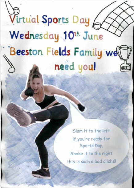 Beeston_Fields's tweet photo. Beeston Fields Family - we need you! We've added a little Spice to sports day! (Poster courtesy of key worker children, terrible jokes courtesy of Mr Pothecary and Miss Hussey)
#virtualsportsday #flyinghighsportsday #weneedyou #competition #childrenandparents @FHT_PE https://t.co/aW9pXSM8xs
