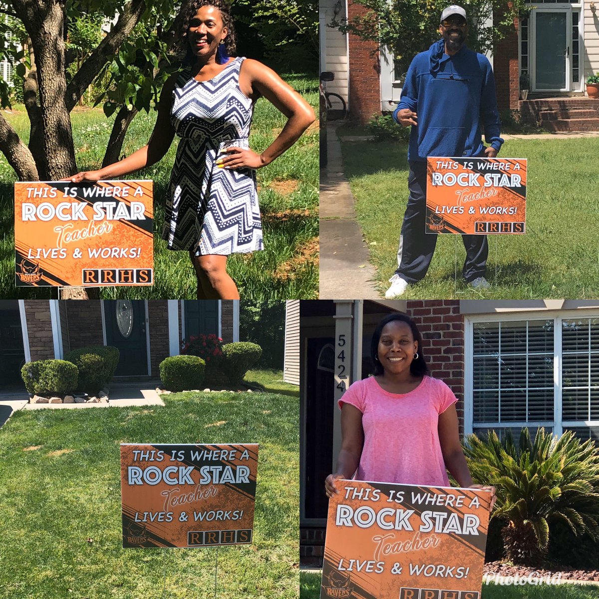 ADSteveRobinson's tweet photo. Ravenous shoutout to our Booster Club and PTSA for their support in Teacher Appreciation Week providing signs. It was great to see the joy it brought my fellow teachers when I placed those signs. #RuseUp https://t.co/AEvbQUQBxW