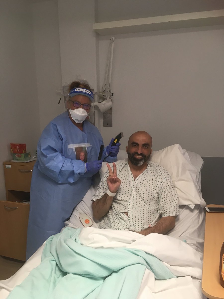 HCA Debbie making sure our patients are looking their  best.Patient happy for photo to be shared. Debbie is working her clippers around Foxglove