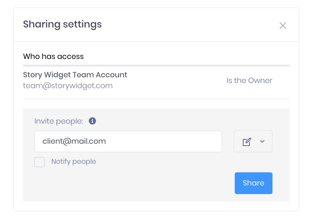 StoryWidget's tweet image. Product update 🔥

You can share a widget with your team members or clients ✌️

#ecommerce #shopify #wordpress #growthhacking #marketing 

↪️ storywidget.com