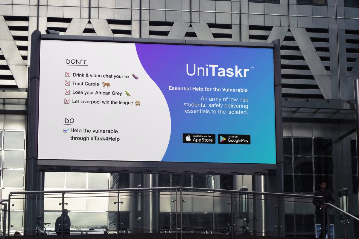 TheCreatorHubUK's tweet image. @UniTaskr  is boldly adopting OOH to make sure that their nationwide initiative, to support the old and vulnerable, doesn’t go un-noticed.

WE LOVE IT!! #PressRelease here &amp;gt; bit.ly/3dloyxr

#JournoRequest #PRrequest