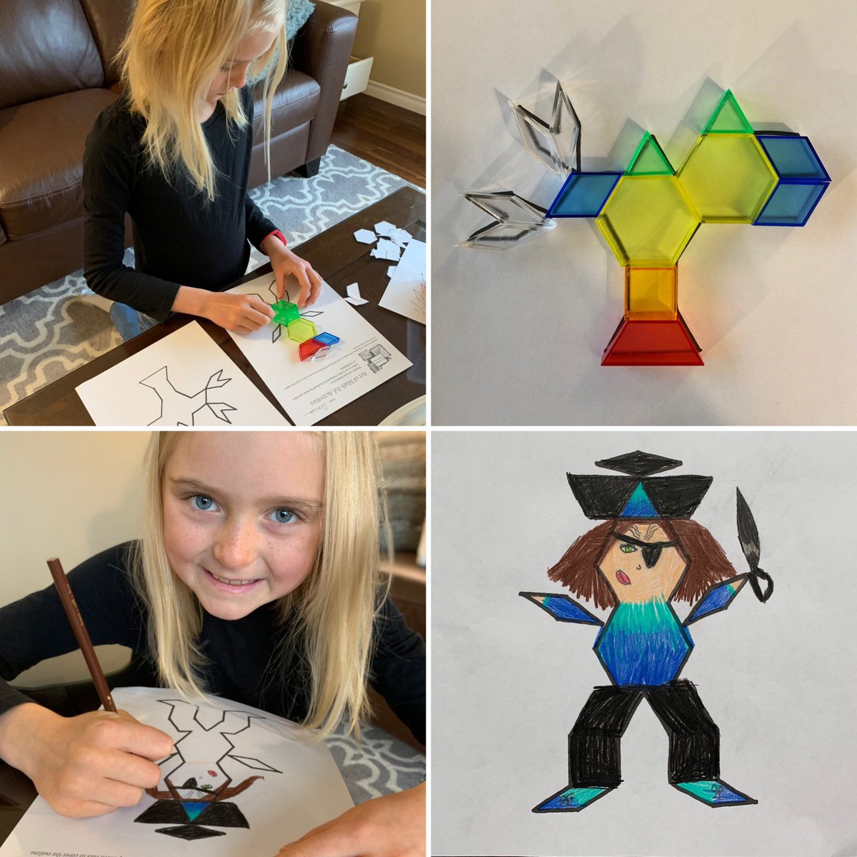 ArtOfMathEd's tweet photo. Pirate Theme Day 6: Use pattern tiles to cover the images! Is there more than one way? FREE printable tiles at https://t.co/hxrHwmzADY. Colour the pirate with colours that make you feel strong and bold. #art #math #ArtofMathEd #ArtofMathEdPirate https://t.co/c0UyX5qzAv