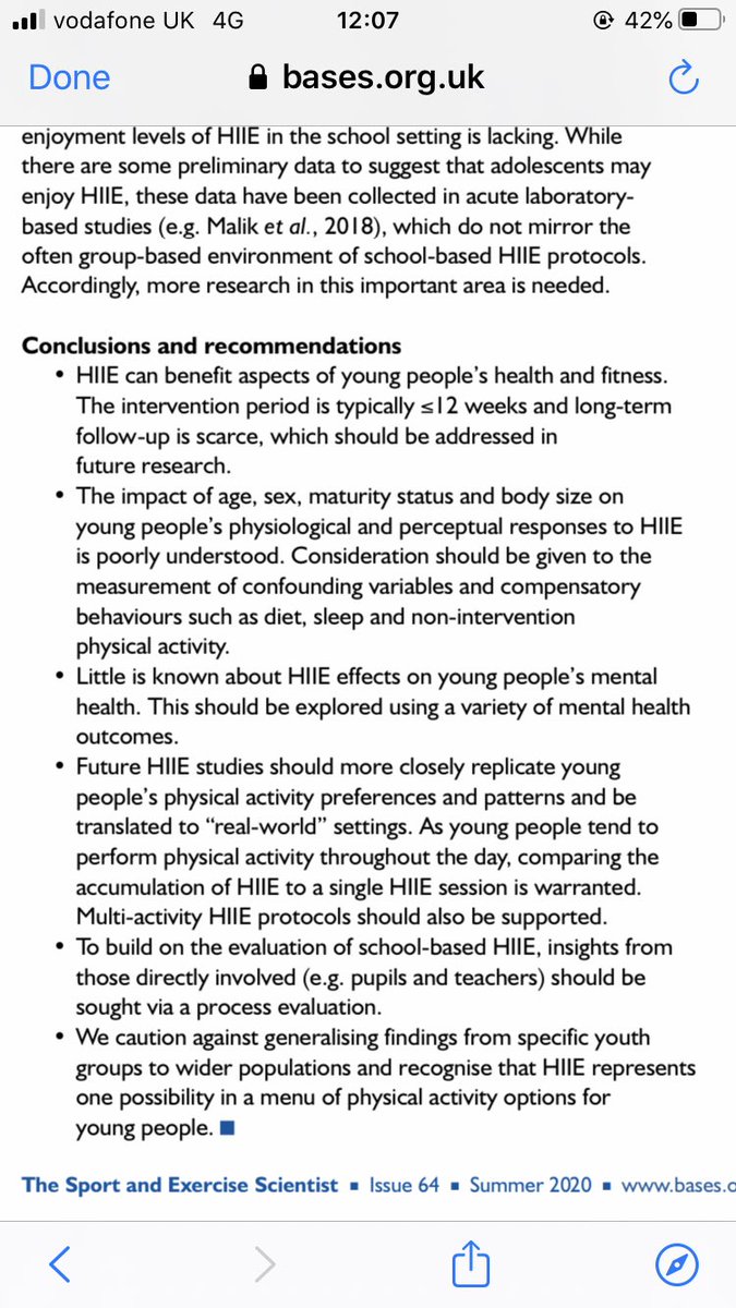 katyw101's tweet image. We (@CHERC_UoE @SarahCosty &amp;amp; @unikardingul) have written a @basesuk expert statement on the use of #HIIT in young people, including considerations &amp;amp; recommendations for those working in the area. Free to access here... bases.org.uk/spage-resource…