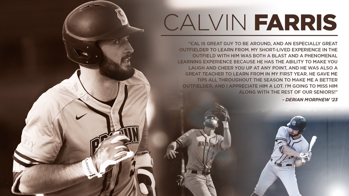 BrownU_Baseball's tweet photo. Today we recognize Calvin Farris, an outfielder and RHP who came to us from San Diego, CA. Cal is weighing his options for graduate school, and is hoping to use his final year of collegiate eligibility while advancing in academia. https://t.co/L4kgLyX37v