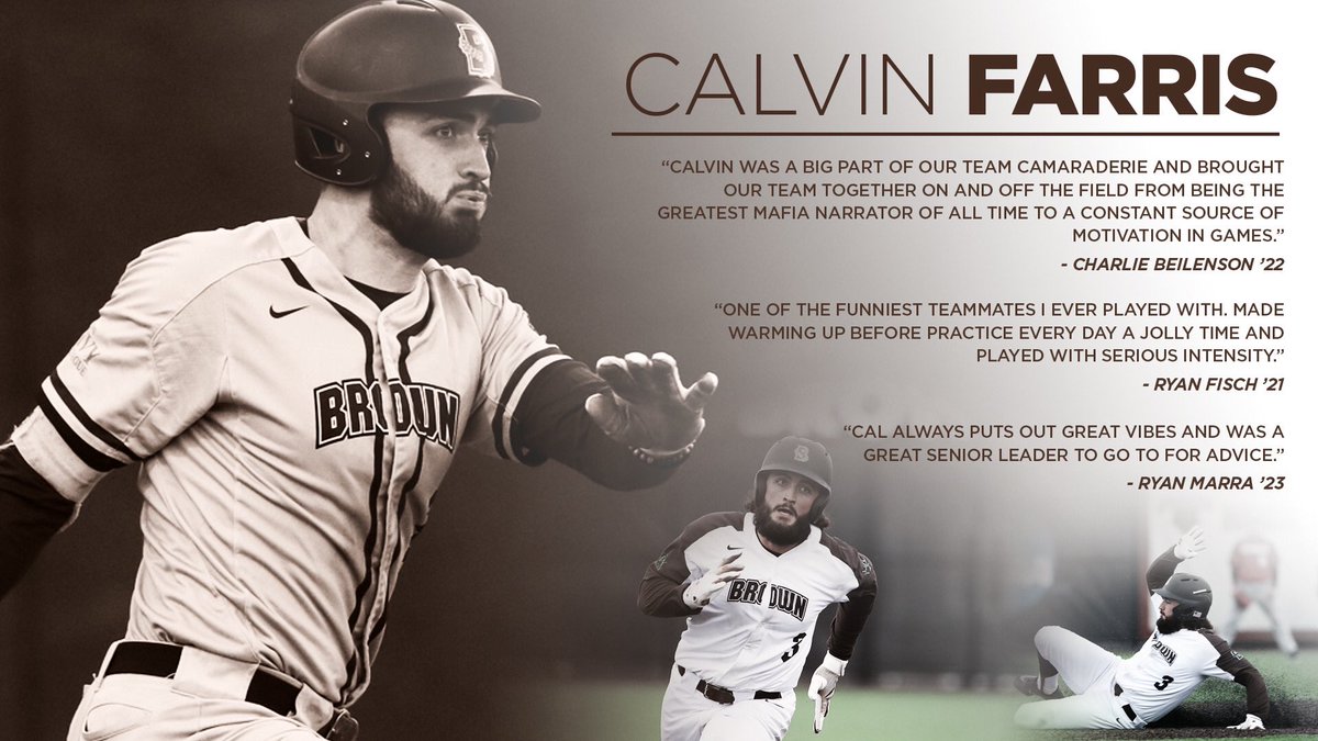 BrownU_Baseball's tweet photo. Today we recognize Calvin Farris, an outfielder and RHP who came to us from San Diego, CA. Cal is weighing his options for graduate school, and is hoping to use his final year of collegiate eligibility while advancing in academia. https://t.co/L4kgLyX37v