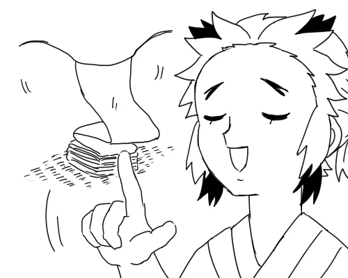 これは魔法が使えた場合に父上の褌を魔法でたたんでいるせんじゅろ君 