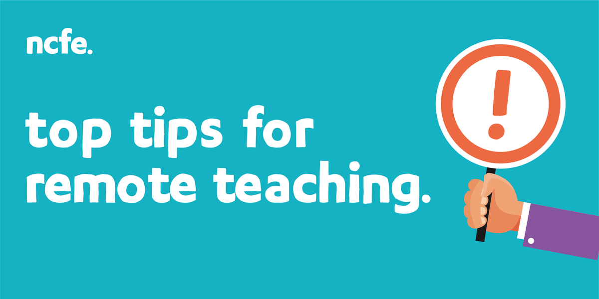 NCFE's tweet photo. Discover our handy CPD video which provides top tips for teachers who are working remotely to help keep learners engaged and on track with their studies: https://t.co/JdrAB1xFiv https://t.co/KAyeSekTUQ