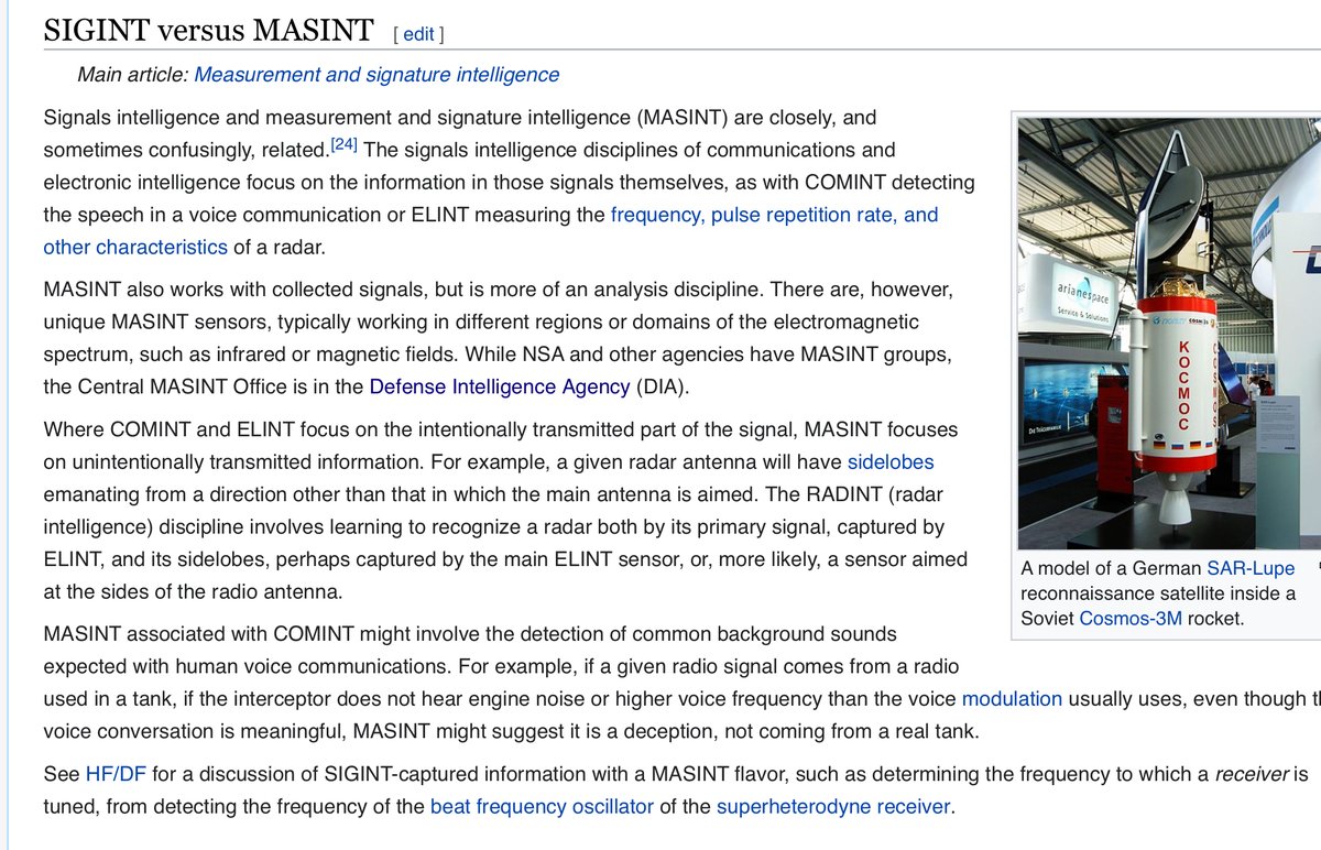 DIA covers SIGNIT and MASINT