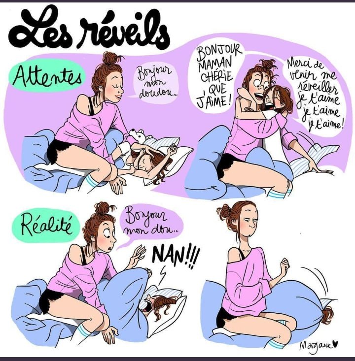 Les #reveils... Parfois si doux , parfois si .... 😅 #margauxmotin #mykids