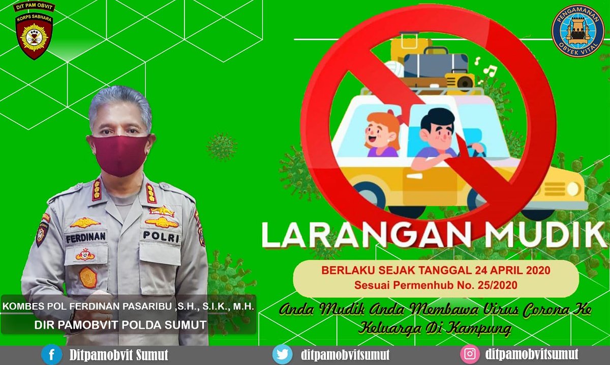 ditpamobvit_sum's tweet photo. ntuk Tahun ini kita tunda mudik dulu ya. Pemerintah juga sudah mengundurkan jadwal cuti bersama, jadi gak alasan lagi untuk kita untuk Mudik saat ini. Mari bersama kita bergandengan tangan mencegah penyebaran Virus Covid-19. Bersama kita bisa https://t.co/MghWwZrzSp