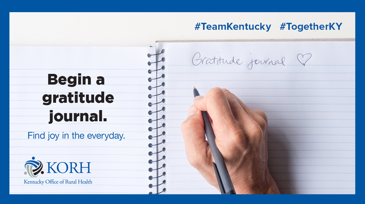 KYRuralHealth's tweet photo. When the dawn begins with uncertainty, may dusk be the time to express thanks for the little joys in life. An unexpected care package. A bird singing in a tree. A smile from stranger. What are you #Grateful for today? Write it in a journal. #GiveThanks #StayHealthyAtHome https://t.co/lRPG1vkD4S