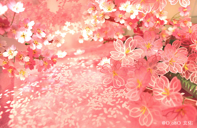 玄佑 切り絵 בטוויטר 折り紙と和紙で作った 弘前の桜行けなかったから立体切り絵にした インドア花見 切り絵 立体切り絵 桜 花いかだ 花筏