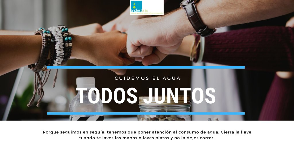 AndessChile's tweet image. Hoy estamos enfrentando un extendido periodo de sequía, lo que nos obliga a utilizar el agua con mayor conciencia y cuidado. Cierra la llave al lavarte las manos y lavar los platos y no la dejes correr. ¡Cuídala por tu familia, por ti y por todos! @esval_chile @aguas_andinas