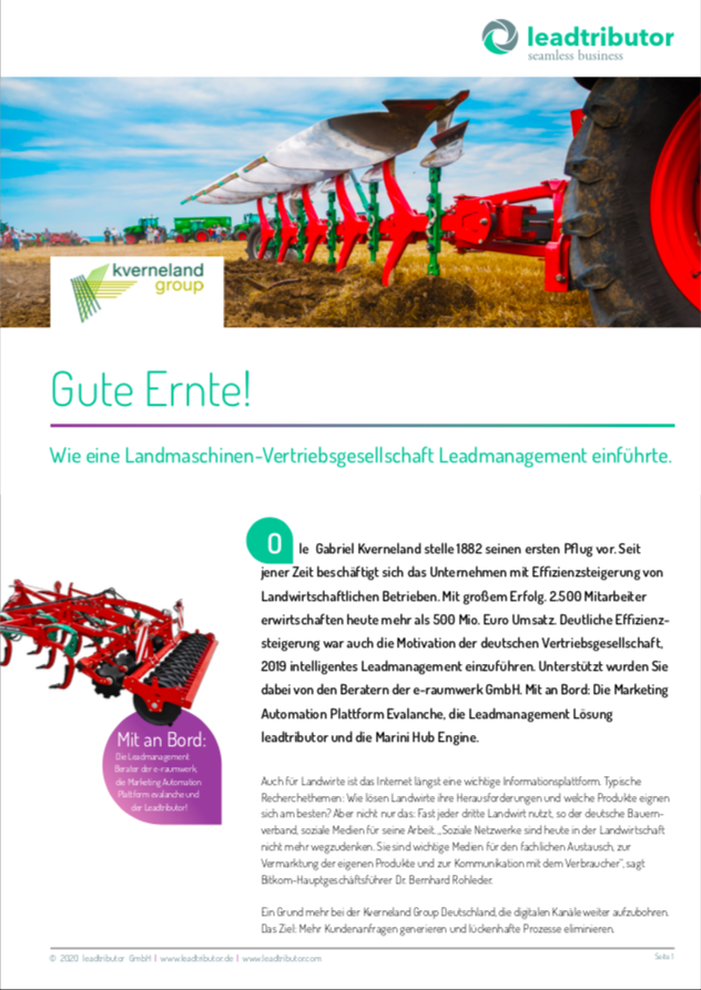 leadtributor's tweet photo. Eine exzellente #Lead-Ernte bei @KvernelandGroup - der leadtributor sät mit! Lesen Sie hier, wie wir zum #Vertriebserfolg beitragen: https://t.co/hZjN7uu18i https://t.co/aKA5MuSw6E