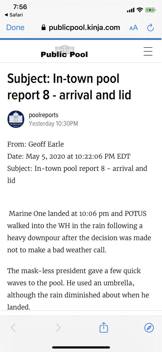 ryanhansan's tweet photo. @actfortransit @dolge21 Heard it too. Bizarre. Not AF1 according to pool reports: https://t.co/097QPJEsuE
