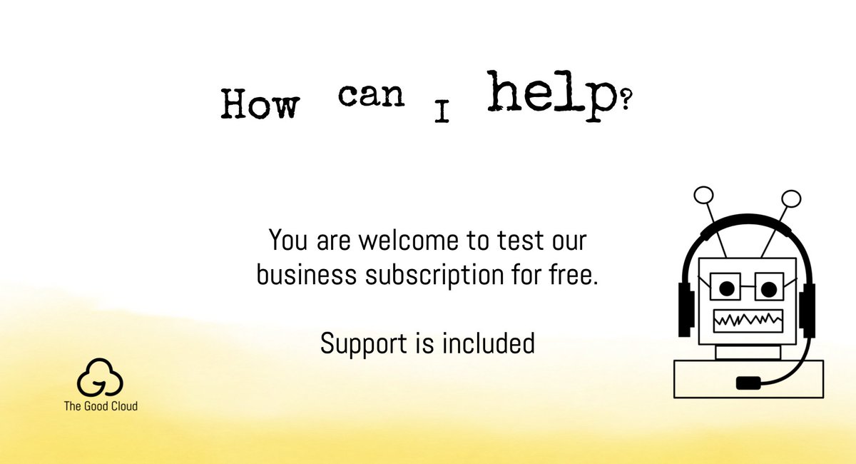 All our business subscriptions include support and implementation. We are happy to help you collaborate securely online in a way that fully complies with legislation. #GDPR #AVG
First 3 months are completely #free-of-charge!

thegood.cloud/business