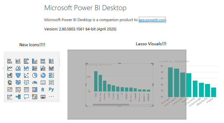 PowerBITips's tweet photo. WOO HOO Power BI Desktop for April has been Released!!!  Check out the new Features.  

My Favorites are:
- Lasso Multiple Visuals
- Group Visuals with Ctrl + G
- Un-Group Visuals with Ctrl + Shift + G
- And New Icons for Visuals!!!

#powerbi @MSPowerBI https://t.co/YCa0mEwcdG