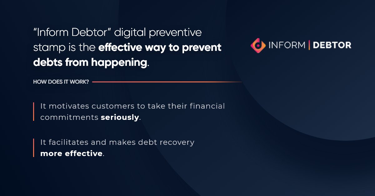 InformDebtor's tweet photo. We encourage our clients to use our corporate stamp as it can act as a preventive measure for our customers in recovering their debts worldwide, while encouraging their own customers to pay on time. #debts #worldwide #debtcollection #debtrecovery https://t.co/FC0woGok2p