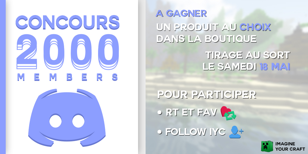 iyc_server's tweet photo. Pour fêter nos 2000 membres Discord en moins d'un mois, nous vous offrons le produit de votre choix dans la boutique. Un seul gagnant ! 🎉

➡️ #RT &amp; #Follow @IYC_Serveur pour participer !

⏳ T.A.S. le 18/05 ⌛️ https://t.co/gGA6cjbc4K
