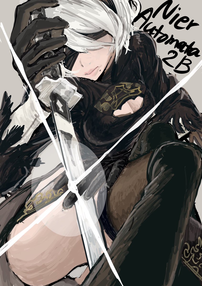 migimigisky's tweet photo. 2Ｂ。 #NieRAutomata #イラスト https://t.co/bs187FVv9h